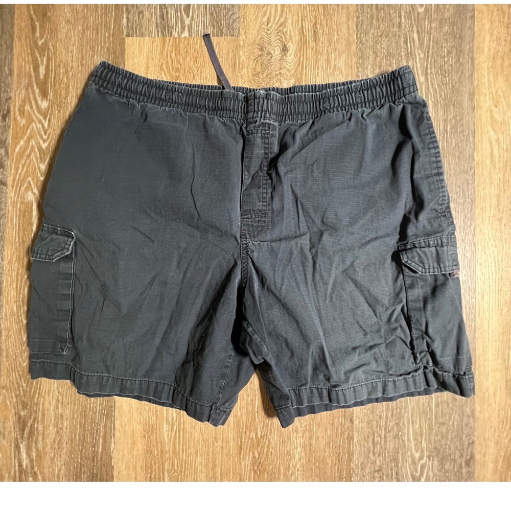 Big Dogs Cargo Shorts Mens Large Gray Ripstop Elastic Waist Utility 4289